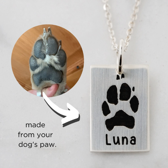 Cat or Dog Paw Print Cut Out Necklace - Silver Paw Print Pendant made – My  Fine Silver Designs
