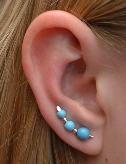 Three Gem Turquoise - Ear Climber - EP28-TURQ3