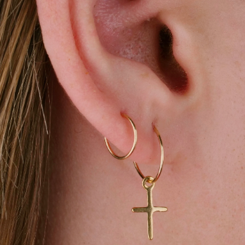 Tiny Cross Hoop Earrings Set