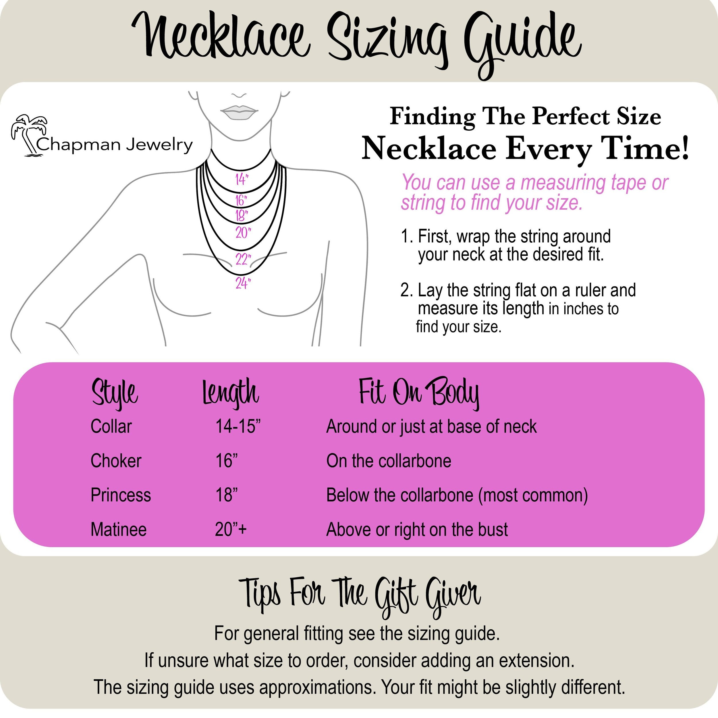 Add on Necklace and Bracelet Size Guide Design Service canva Template for  Jewellery Makers and Sellers. - Etsy