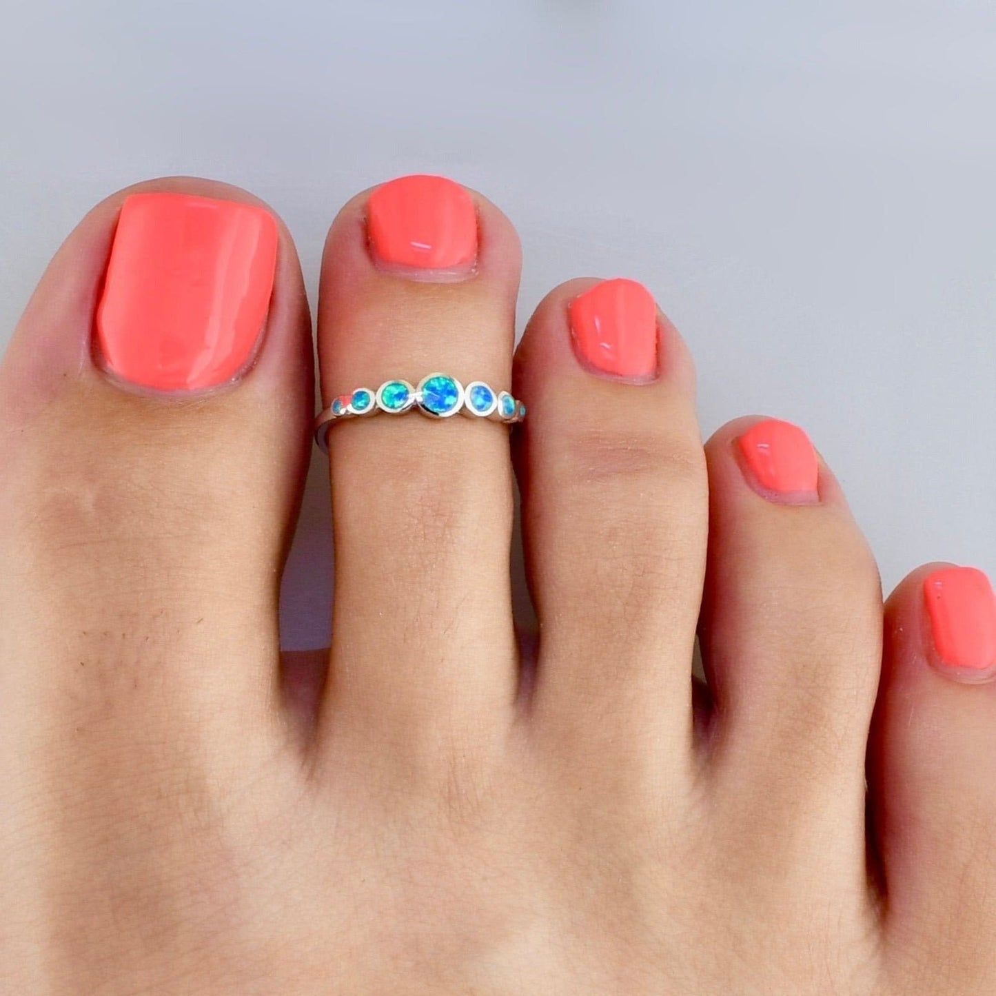 Five Pink Opal - Adjustable Toe Ring - TRA83-P