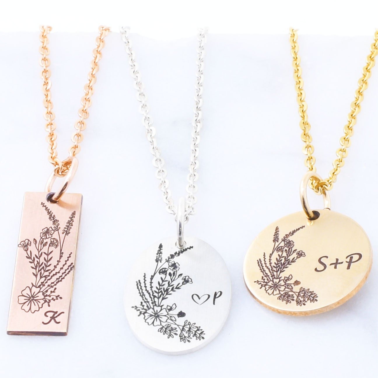 Wildflowers Necklace - Custom Engraving