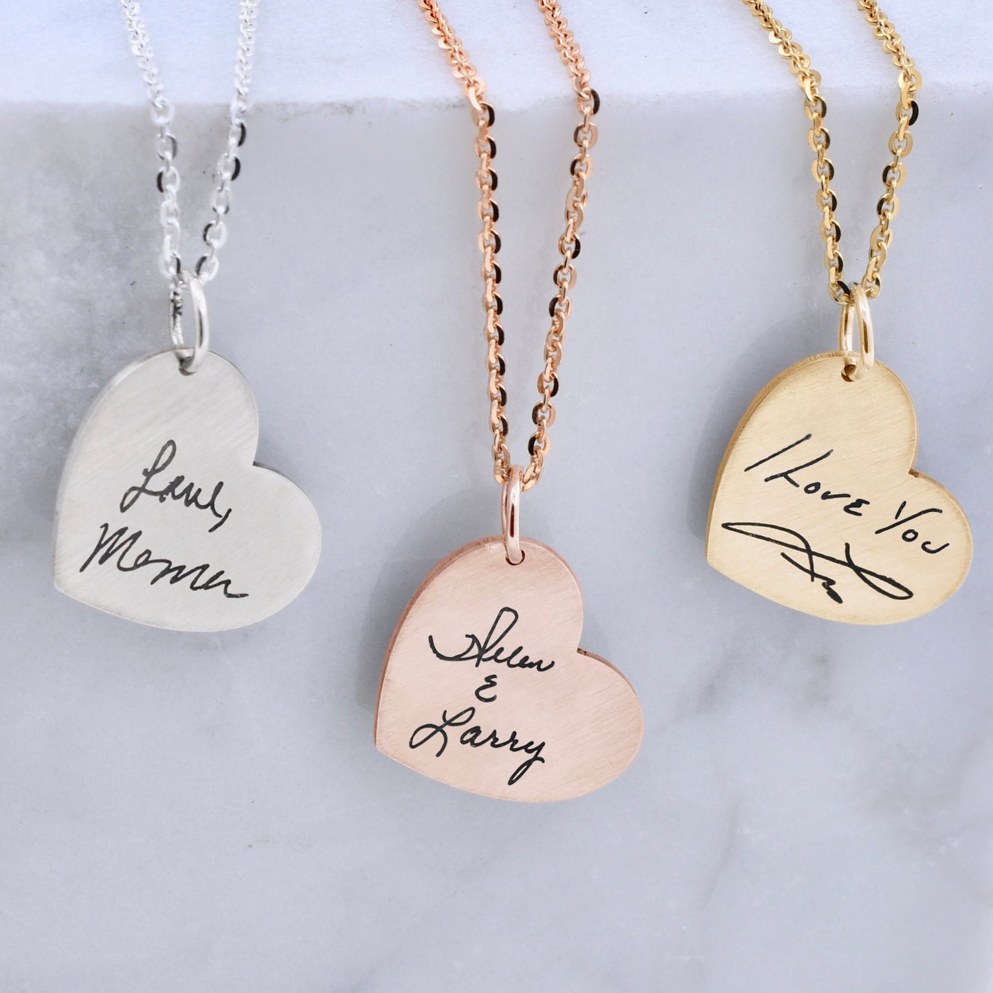 Handwriting Heart Necklace - Custom Engraving