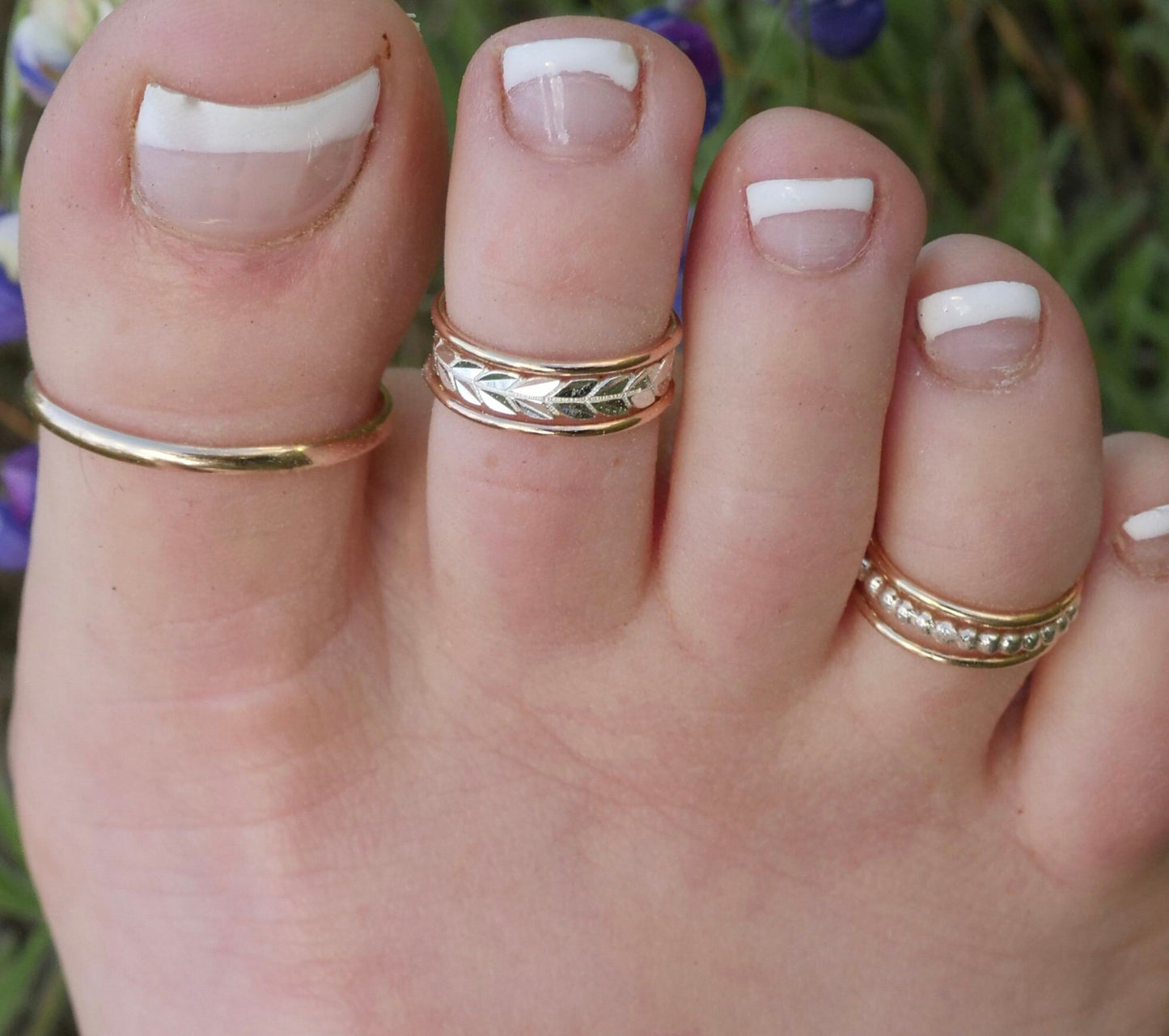 Maile Leaf - Toe Ring Stack - TR15 SS/TR00 GF