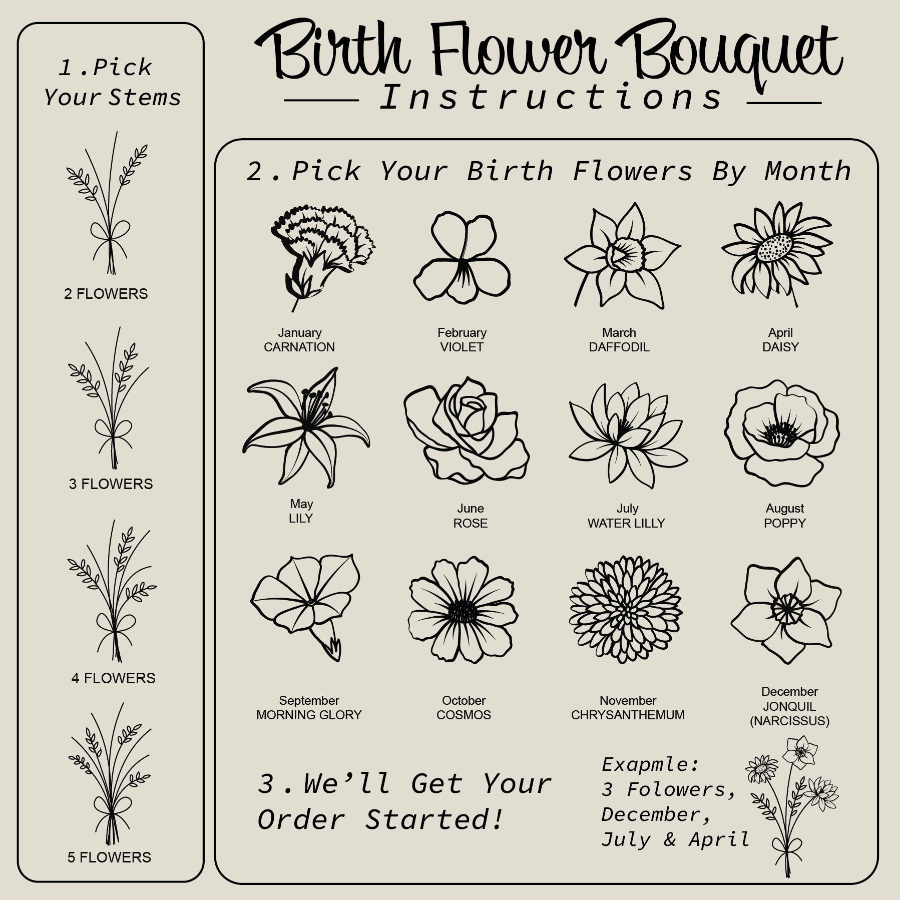Birth Flower Necklace Birth Flower Bouquet Necklace - Etsy | Birth flower  tattoos, Marigold tattoo, Tattoos
