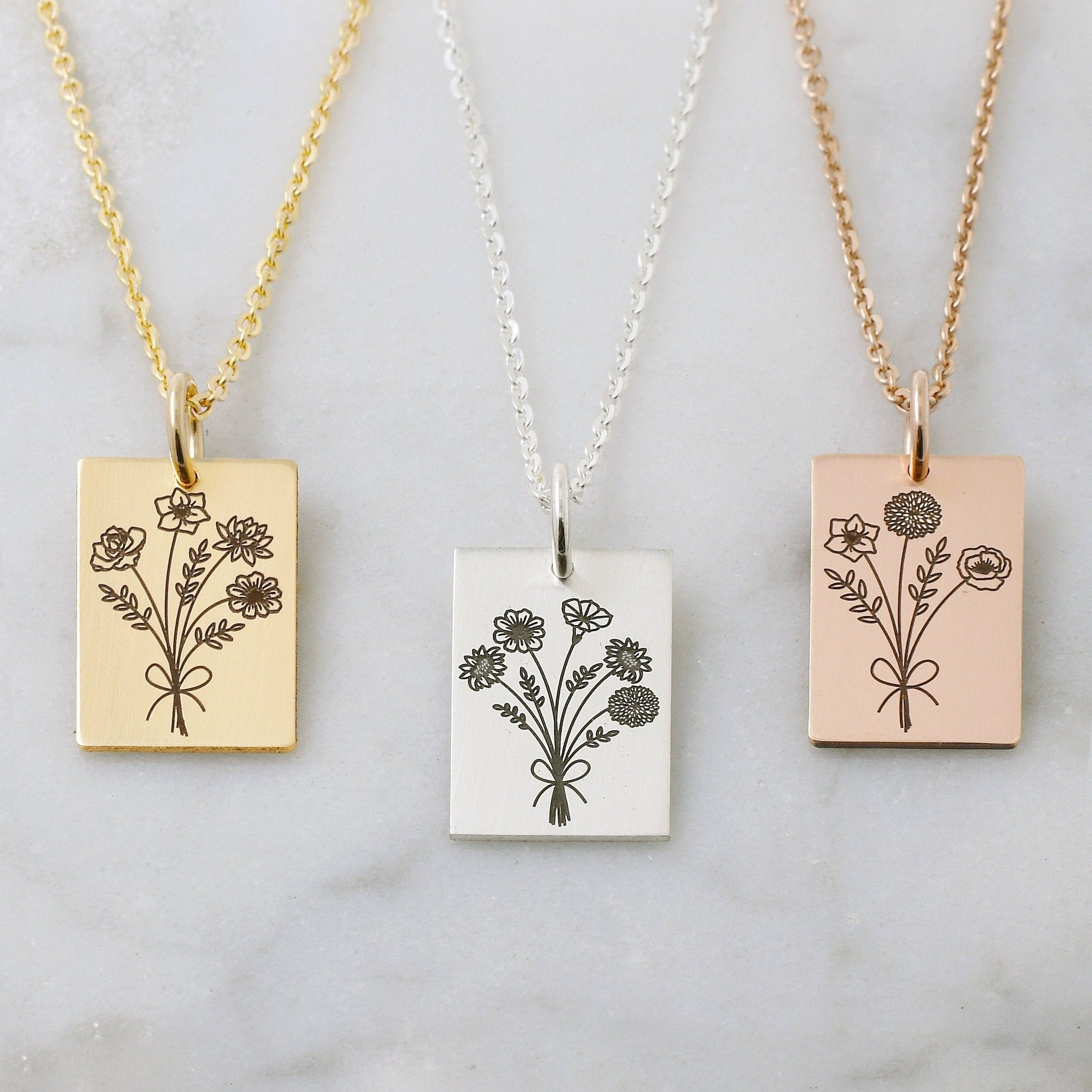 August Birth Flower Necklace | Gold, Rose Gold, Silver | Birth Flower  Necklace – Made By Mary