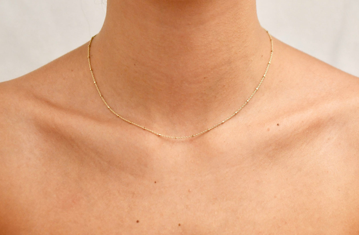 Sterling Choker Necklace - Tiny Satellite Chain