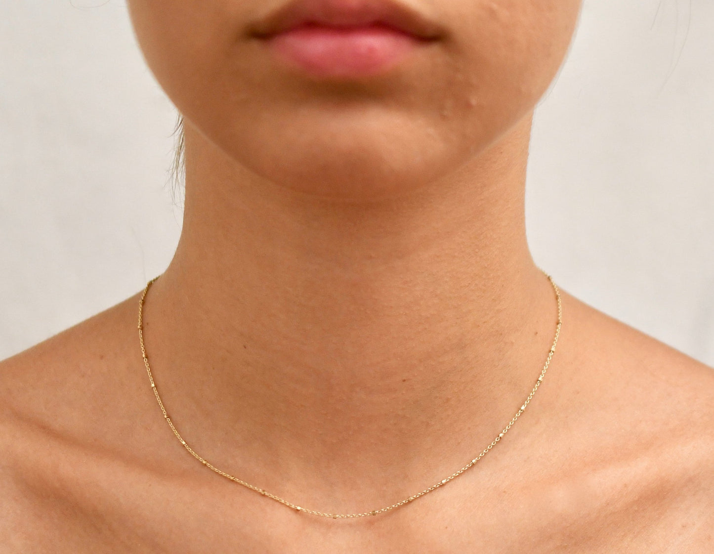 Sterling Choker Necklace - Tiny Satellite Chain