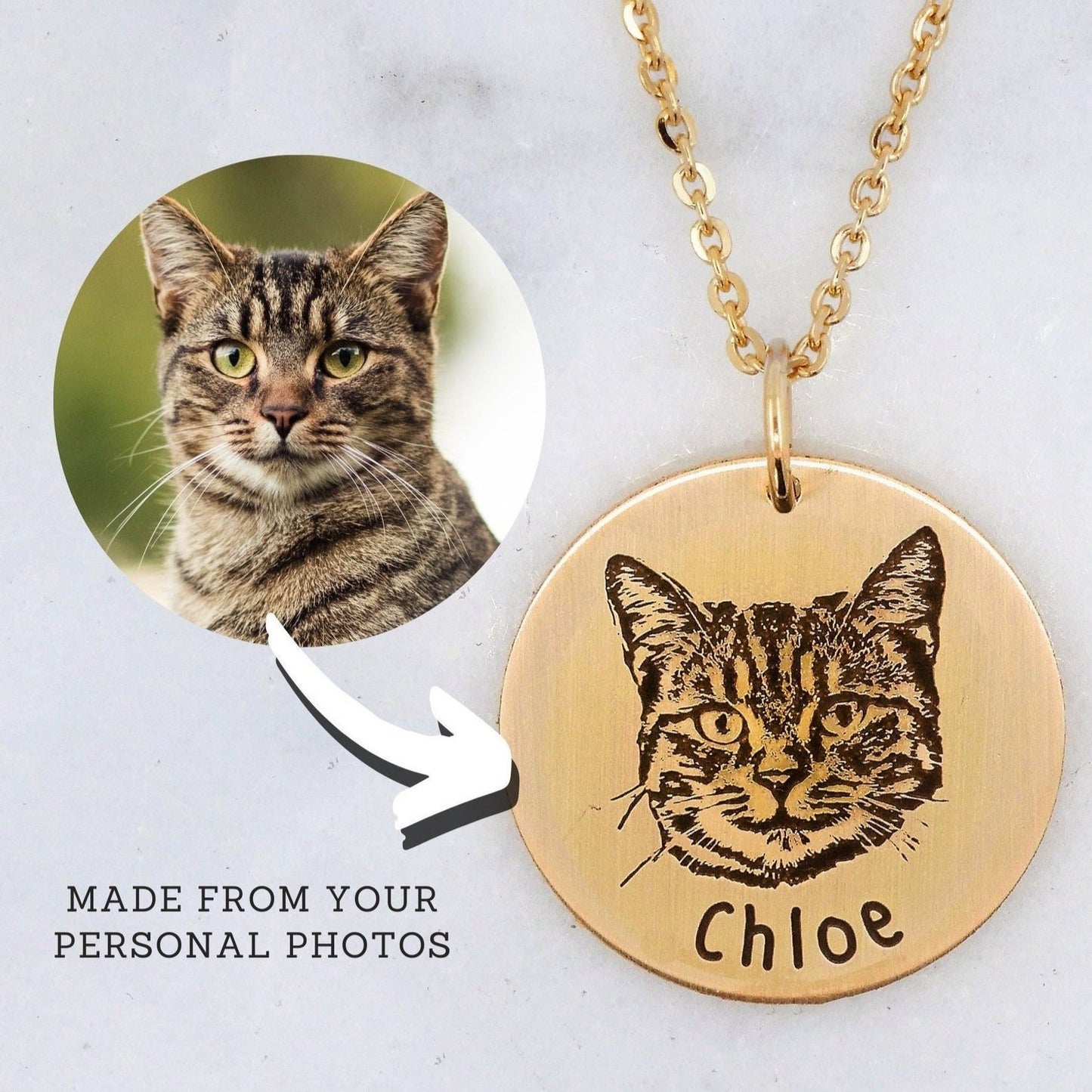 Pet Portrait Necklace - Custom Engraving